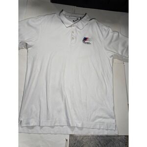BMW Performance Driving School Polo Shirt Mens Large White Logo Golf Casual